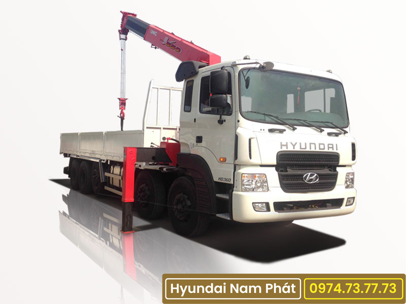 Xe tải 17 Tấn Hyundai HD360 5 Chân Gắn Cẩu Unic 5 Tấn 4 Khúc URV 554